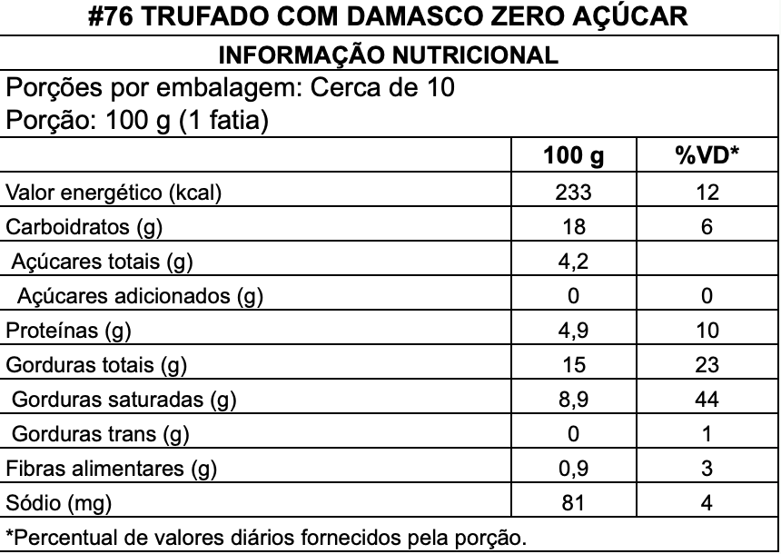 Trufado com Damasco Zero Açúcar