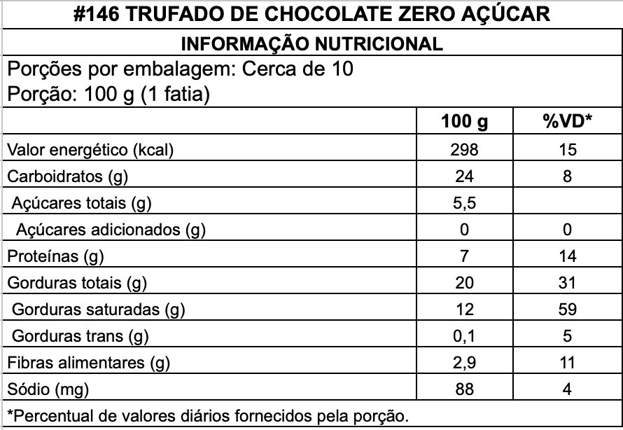 Trufado de Chocolate Zero Açúcar