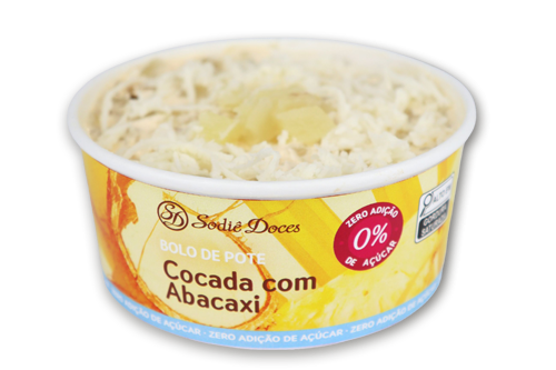 Bolo de Pote Cocada com Abacaxi Zero Adição de Açúcares - Bolo Inteiro